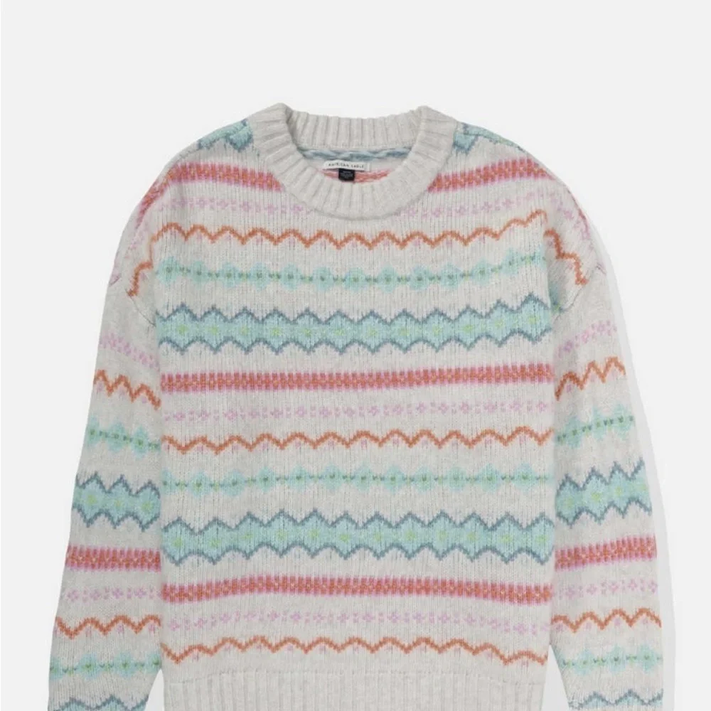 AE American Eagle Oversized Fair Isle Clean Girl Crewneck Sweater S Small